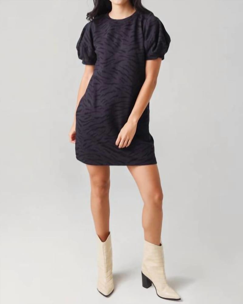 Front of a model wearing a size L Prima Dress in Exhaust in Exhaust by Velvet by Graham & Spencer. | dia_product_style_image_id:342715